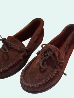 Minnetonka Unisex Kids Size 13 Dark Brown Moccasins With Rubber Sole*SH2